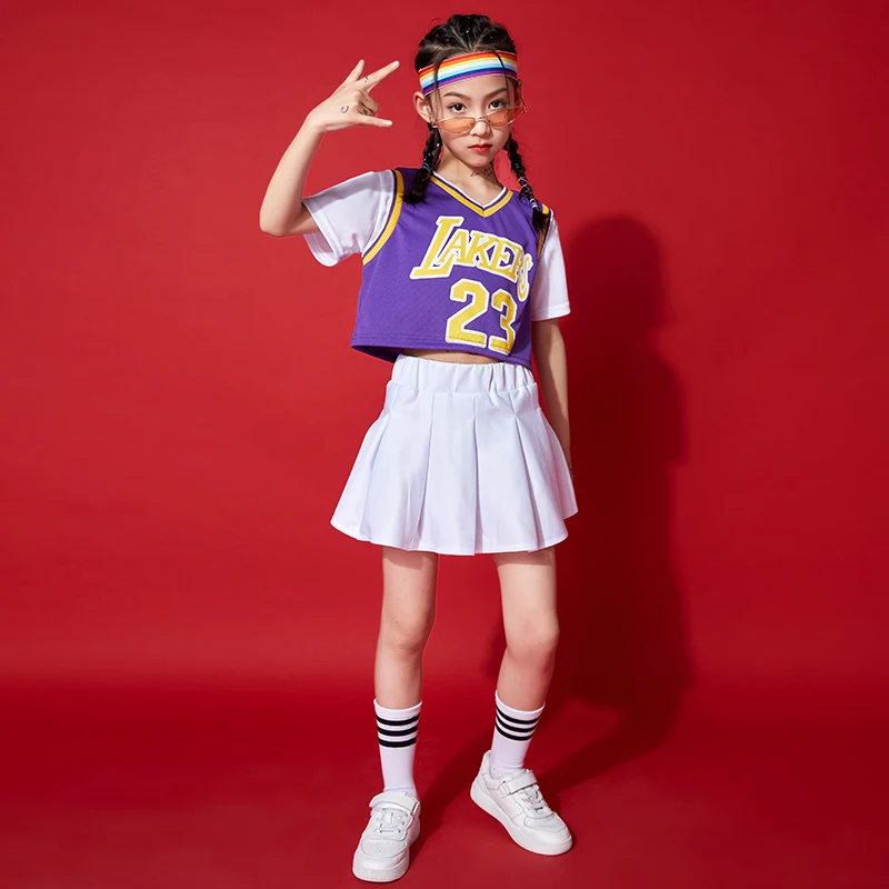 Kids Concert Hip Hop Clothing Cheerleader T Shirt Shorts Streetwear Basketball Uniforms for Girls Boys Dance Costume Clothes