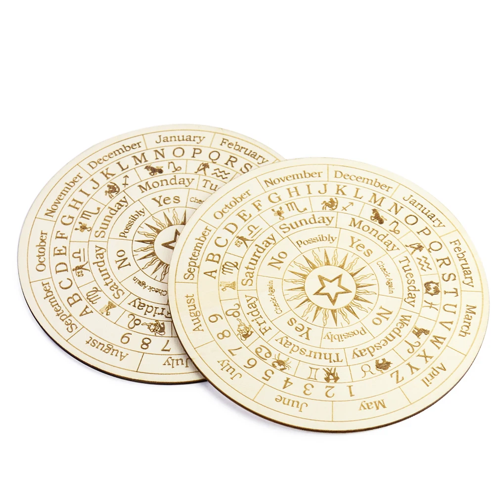 Image 3: Planche à pendule de Divination en bois, douze Constellations, signe, décoration de maison, étoile, soleil, lune, autel, panneau d'affichage, dessous de verre de méditation, artisanat
