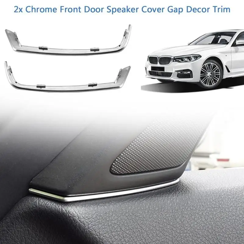 2Pcs Car Front Door Speaker Car Interior Accessories Cover Gap Trim Silver ABS Interior Mouldings for BMW 5 Series F10 2011-2013