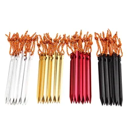 18cm Alloy Tent Peg With Rope Outdoor Camping Tent Nail