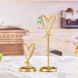 Mini suporte de mesa para cartões, suporte de mesa para números e fotos, em formato de coração, clipes para receita de notas para casamento