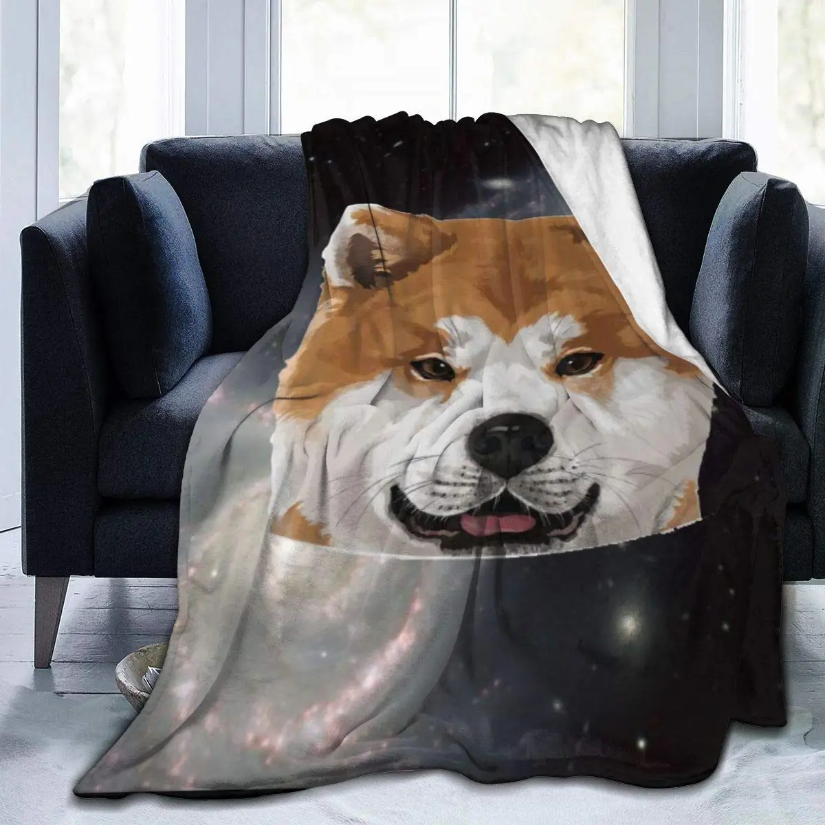 Akita Inu Puppy Dog Flannel Fleece Blanket, Super Soft Micro-Velvet Blanket, Super Soft Hypoallergenic Plush Bed Sofa Living