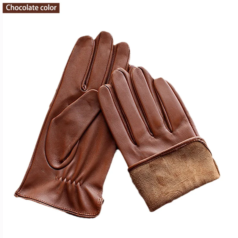 Single Leather Unlined Touch Screen Sheepskin Gloves Men\'s Thin Motorcycle Riding Four Seasons Car Driving Driver Finger Gloves