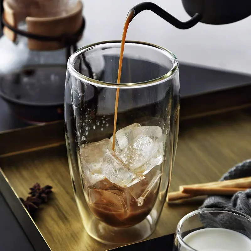 Heat-Resistant Double Wall Glass Cup Milk Whiskey Tea Beer Transparent Beer Espresso Coffee Cup Drinkware Cups Drinking Glasses