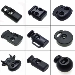 10 pz/pacco Cord Lock Toggle Stopper Plastic Cord Buckle toggle clip indumenti/accessori per zaino nero