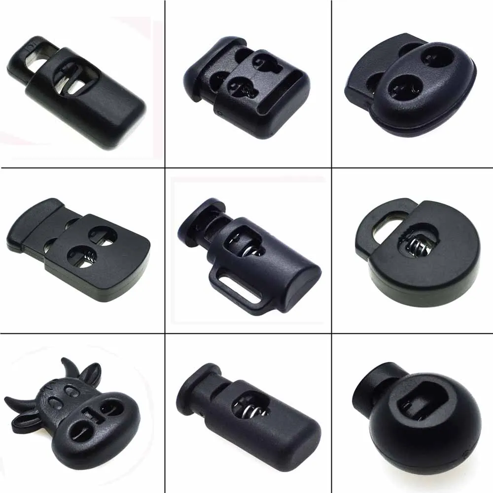 10pcs/pack Cord Lock Toggle Stopper Plastic Cord Buckle toggle clip  Garments / Backpack Accessories Black