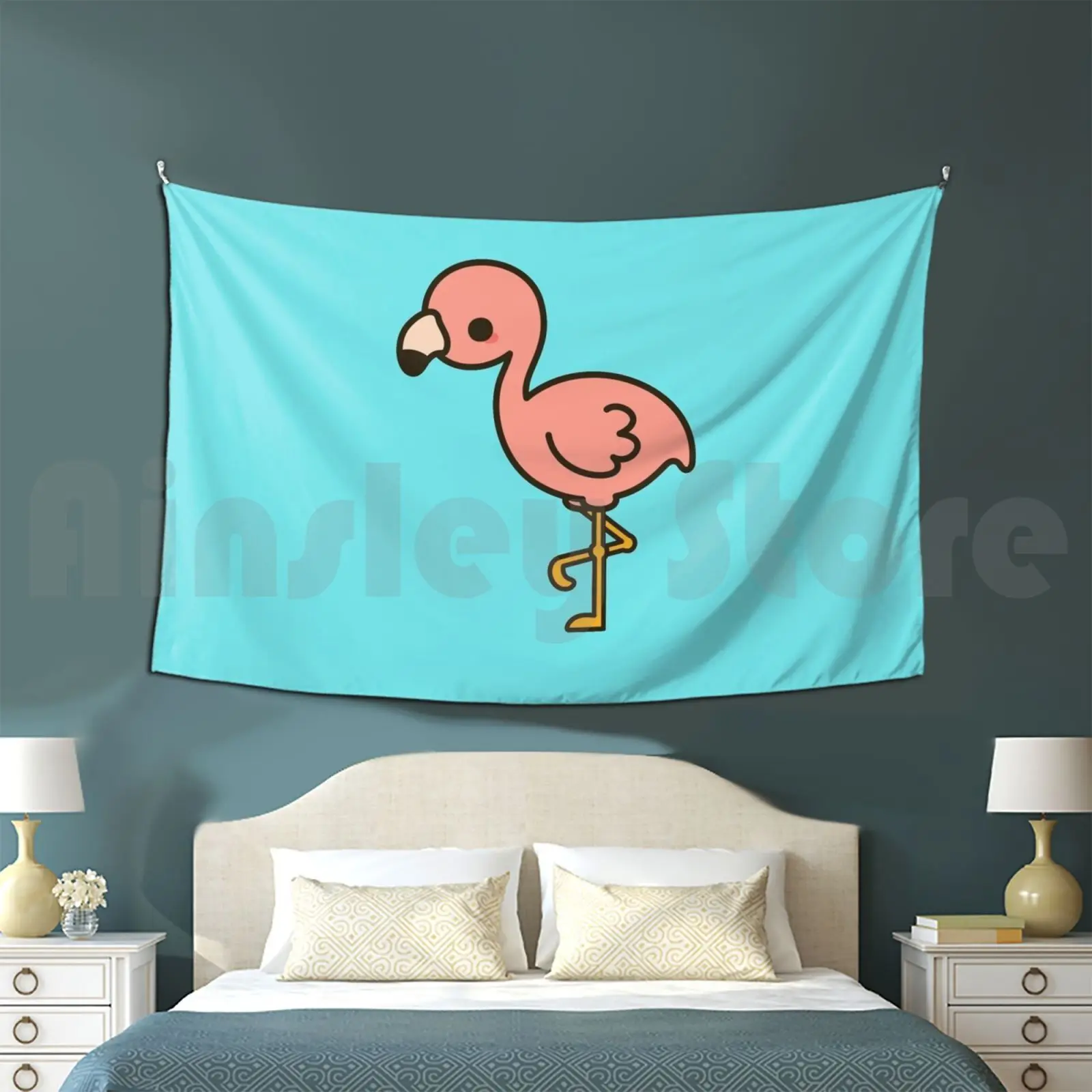 Cute Flamingo Customized Tapestry Cute Kawaii Sweet Adorable Animal Wild Bird Birb Flamingo Pink Bright