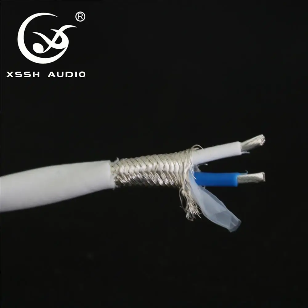 Silver Plated OFC 2 Core Audio Extension Bulk Cable HiFi DIY Audio Wire Compatible with RCA XLR Plug Connector OEM ODM Available