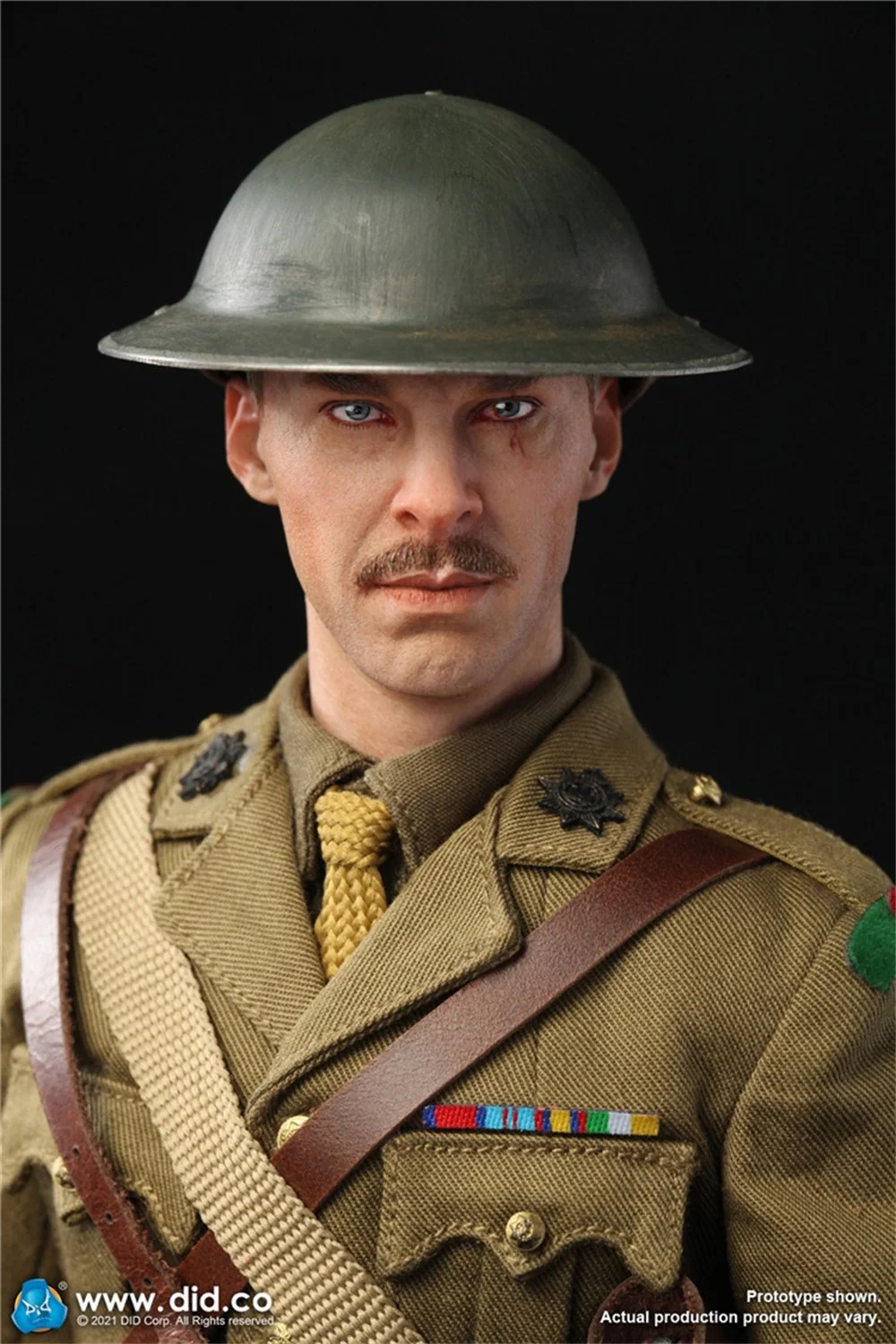 

DID B11012 E60062 First World War British Colonel General Soldier Head Sculpture Metal Helmet Cap Model For 12inch Doll