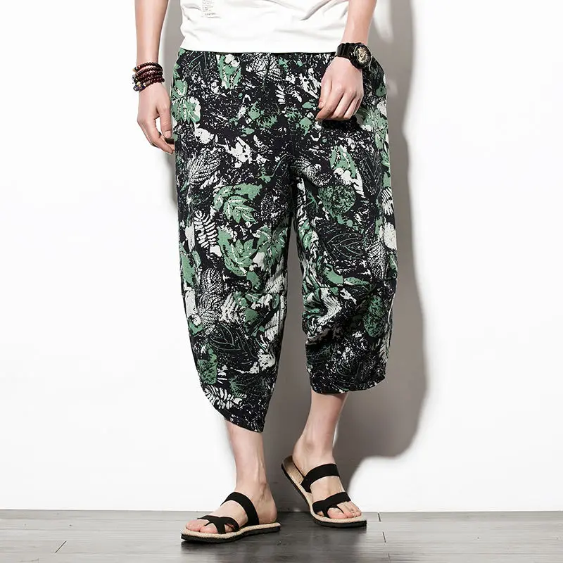 Men Harajuku Harem Pants Summer Cotton Linen Joggers Trousers Male Vintage Ethnic Thailand Nepal Bali Style Sweatpants Plus Size