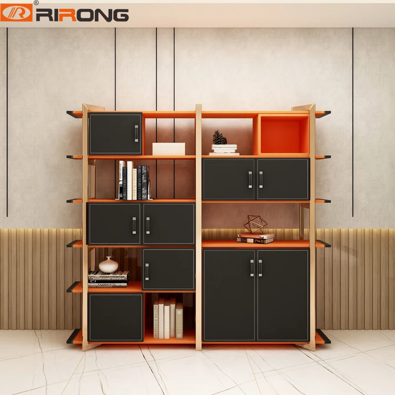 

2m Orange Black Golden Steel Metal Filing Cabinet Office Shelving Storage Cabinets Executive Office Cupboard With 2 Divisions