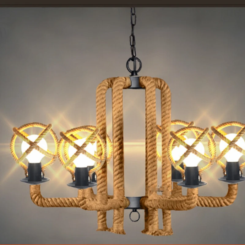 

American country retro rope droplight Restaurant cafe sitting room hotel Fashion creative Industrial style droplight