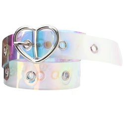 Women Plastic Belt Fashion Transparent Dress Belt Grommet Belt With Heart Buckle Waist Belt For Women