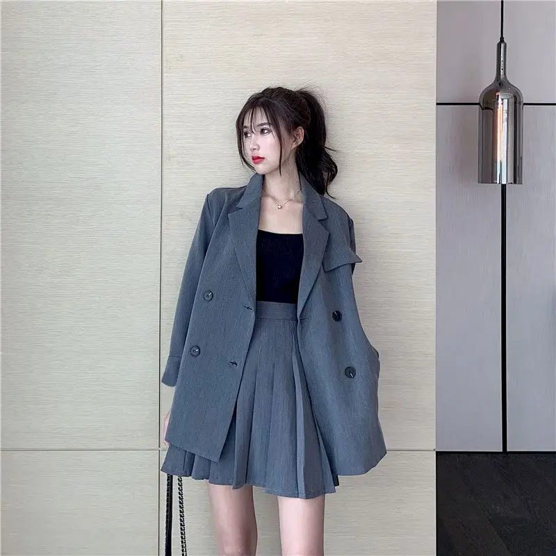 2024 Spring Summer Suit Women Skirt Oversized Plus Fashion Goth Elegant Two Piece Blazer And Skirt Set Lady Uniform Woman Dress