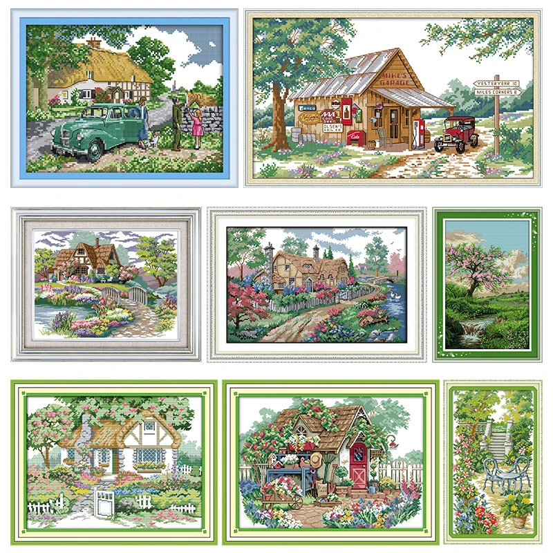 

Dream House Stamped Embroidery Needlework Cross Stitch Kits Counted Fabric Thread Gift DMC 11CT 14CT Printed Handmade Craft Sets