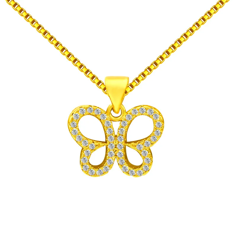 

Korean Single Butterfly Pendant 14K Gold Women's Wedding Engagement Anniversary Necklace without Chain Collar Fine Jewelry Gifts