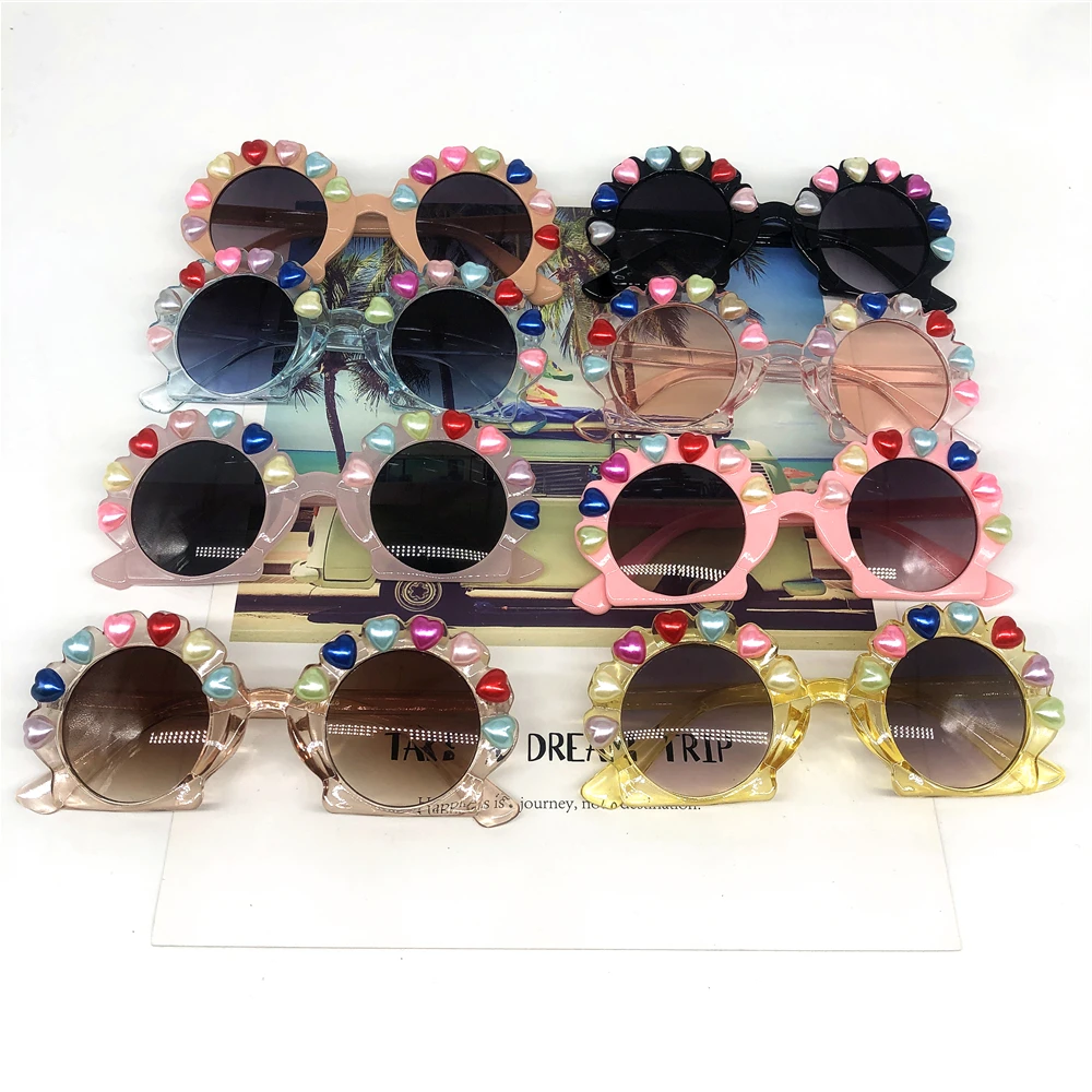 

ZAOLIHU Shell Design Kids Sunglasses 4-12 Years Baby Round Sun Glasses Rainbow Heart Peal Children Eyewear Cute Eyeglasses Gafas