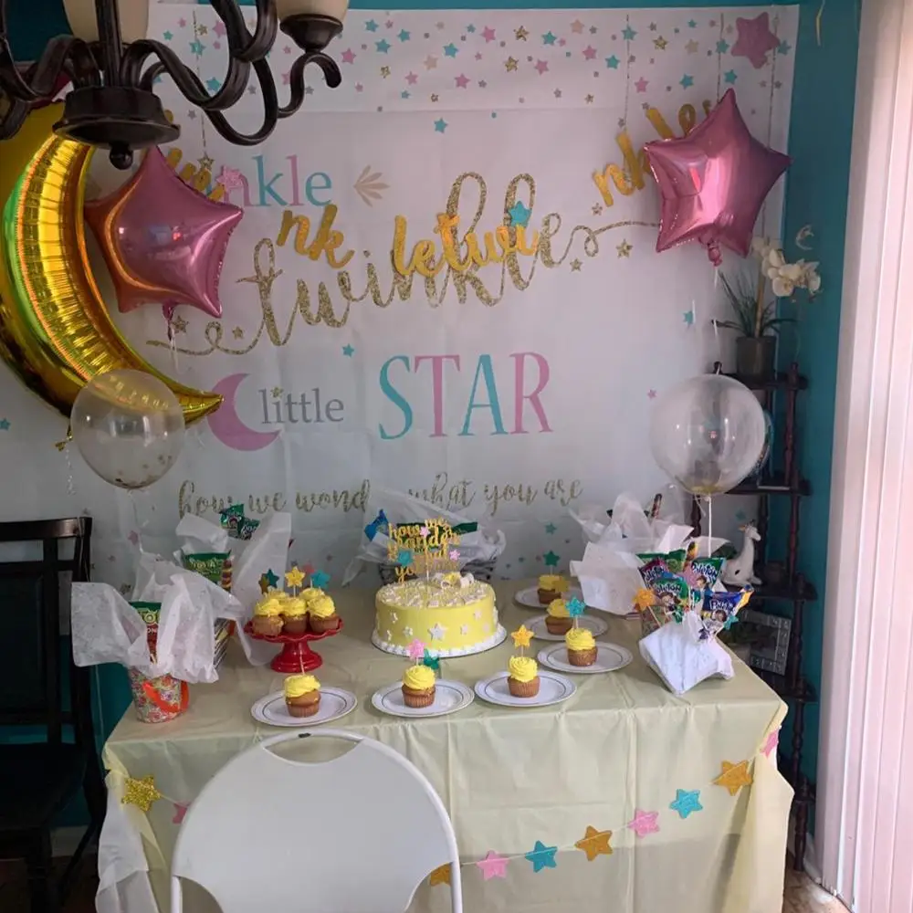 Twinkle Star Gender Reveal Backdrop Boy or Girl Baby Shower Photography Backdrop Gender Reveal Party Decoration Banner