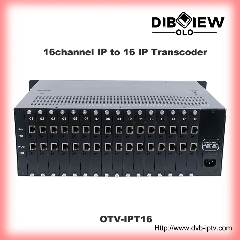 OTV-IPT16 4K 30FPS وسائط بث الفيديو IPTV Transcoder 16 IP إلى 16 IP Transcoder مع HLS RTMP RTSP HTTP UDP Unicast/Multicast