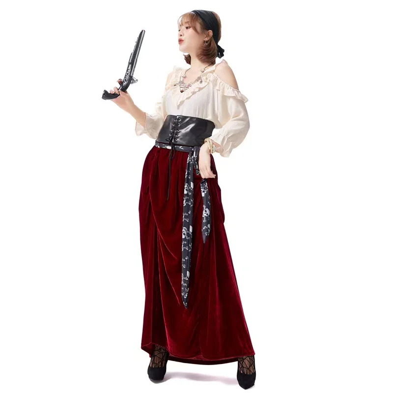 Cool Female Warrior Cosplay Women Halloween Pirate Costumes Carnival Purim Parade Stage Show Nightclub Bar Role Play Party Dress