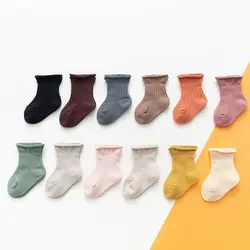 0 to 24M 12 Colors Autumn Winter Warm Socks For Infants Baby Combed Cotton Socks For Boys Girls Soft Warm Toddlers Socks