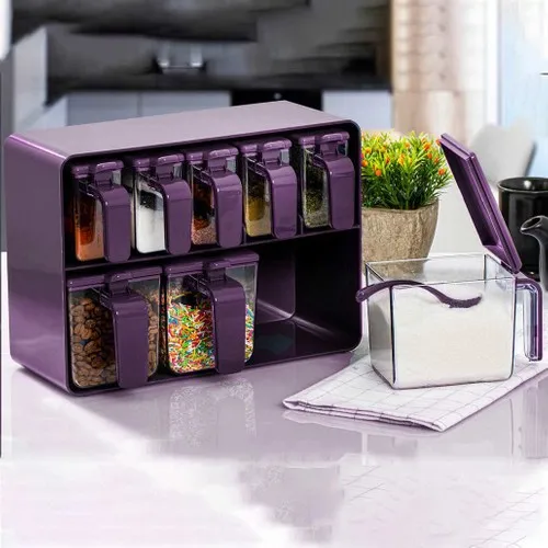 Herevin 161280-803 Acrylic 8 Piece Spice Set Damson