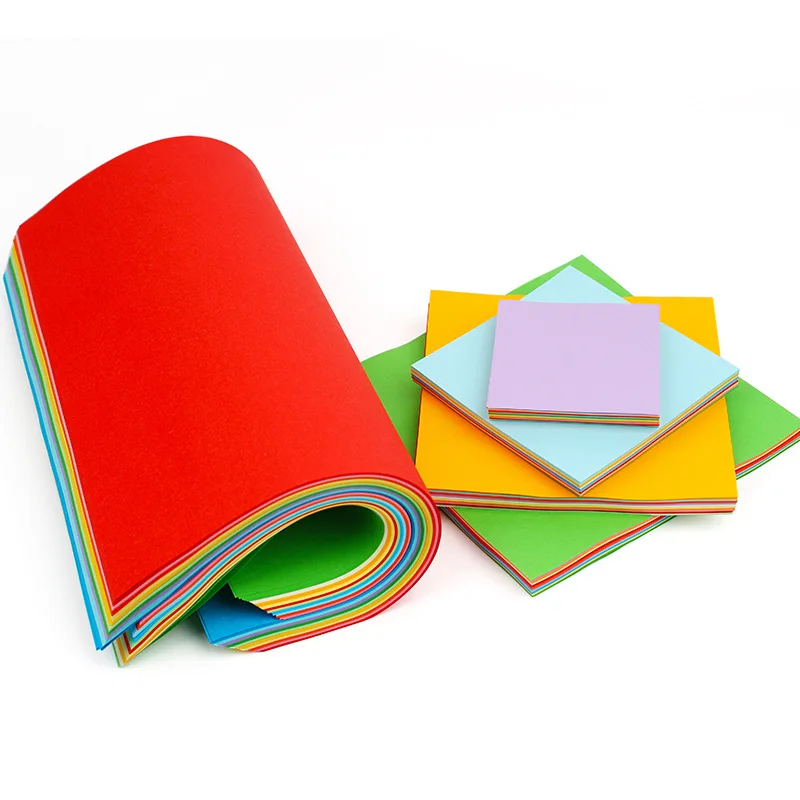 100 Sheets/Set Square Colored Paper Children\'s Origami Handmade Paper Kindergarten Kids Baby Paper-Cut Material Craft Toys