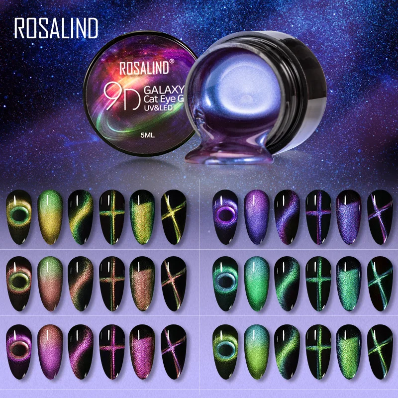 

ROSALIND Magnetic Gel Polish 9D Cat Eye UV LED Set For Manicure Base Top For Nails Gel Lacquers Hybrid Varnishes Magnet Nail Gel