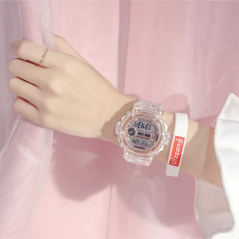 Ulzzang Trend Brand Women Transparent Digital Watch Student Sports Watch Male Simple Casual Electro Luminous Watches Men Girls