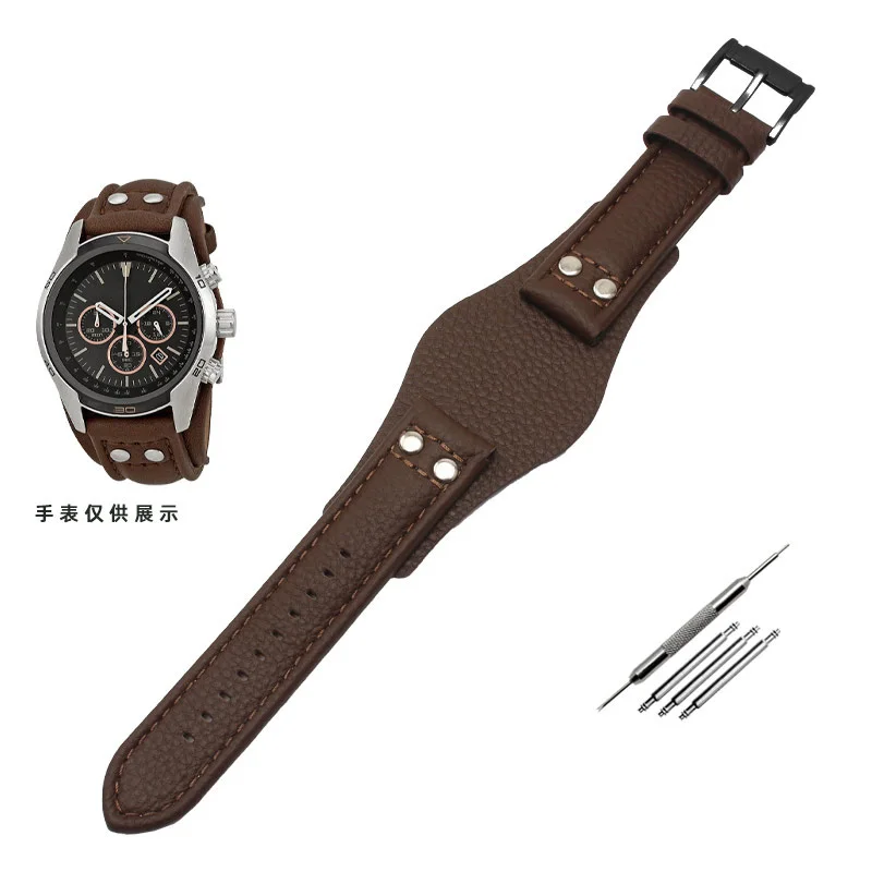 22mm Genuine Leather Watchband  strap With mat for fossil CH2891 CH3051 CH2564 CH2565 watch band handmade mens leather bracelet