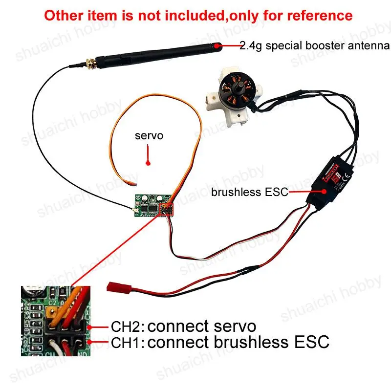 1set 2.4G 3CH Radio Remote Control Kits Transmitter+Receiver+Booster Antenna Control Distance 500m for RC Tug Bait Life Boat