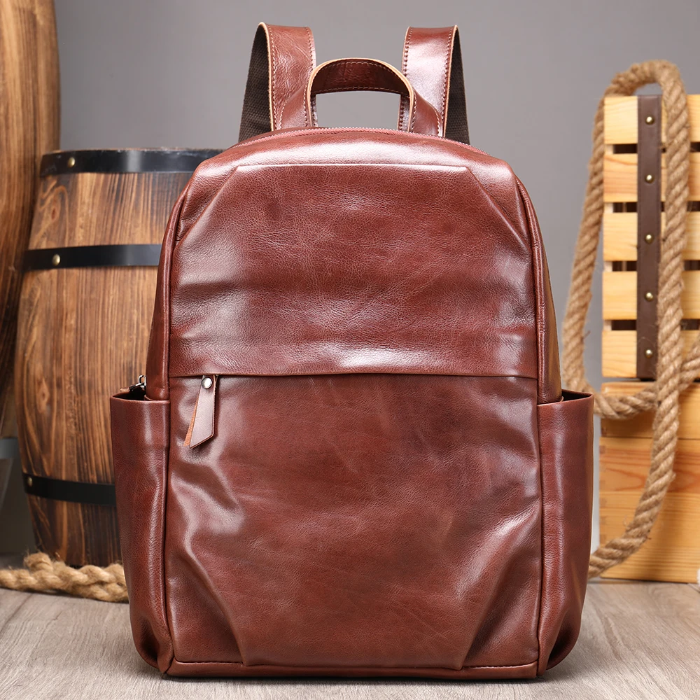 MVA Men Backpack Leather Weekend Work Travel Back Pack Male Waterproof 13.3 Inch Laptop Anti Theft Business Backpacking Backpack