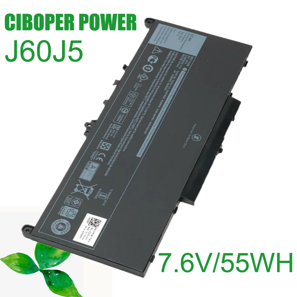 Ciboper Power Originele Nieuwe Laptop Batterij J60J5 J6OJ5 7.6V 55Wh Voor E7270 E7470 R1V85 MC34Y 242WD J60J5