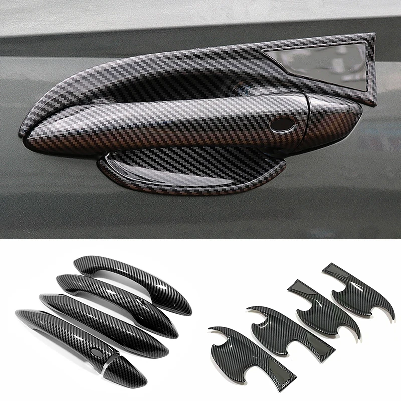 

ABS Carbon Fiber Car Door Handle Bowl Cover Decoration Sticker Accessories For Hyundai Tucson NX4 2021 2022 2023 Hybrid N Line