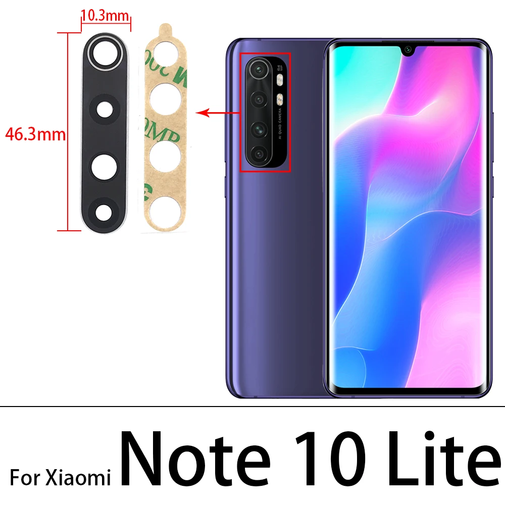 2pcs de volta lente de vidro da câmera traseira para xiaomi redmi nota 9 9s 10 10s pro 9a 9c 5g/mi 10 10t nota 10 pro 11 lite com adesivo