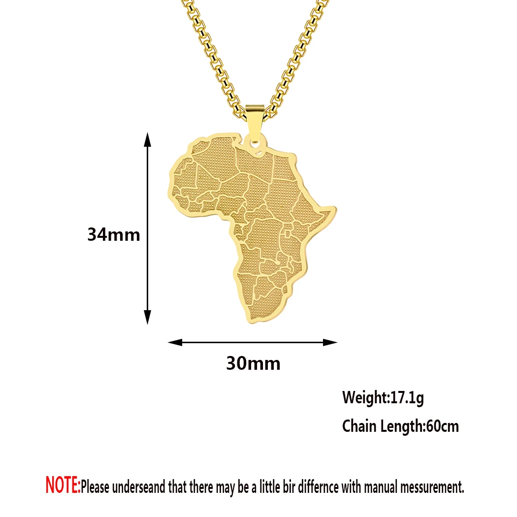 Kinitial Stainless Steel African Country Map Pendant Charm Necklace Jewelry  Clavicle Chain Necklace for Women Party Choker Gift