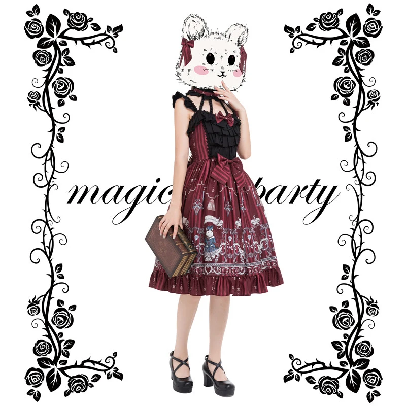 Princesa festa do chá doce vestido de lolita retrô renda laço manga solta fofo impressão vestido vitoriano kawaii menina gótico op/jsk