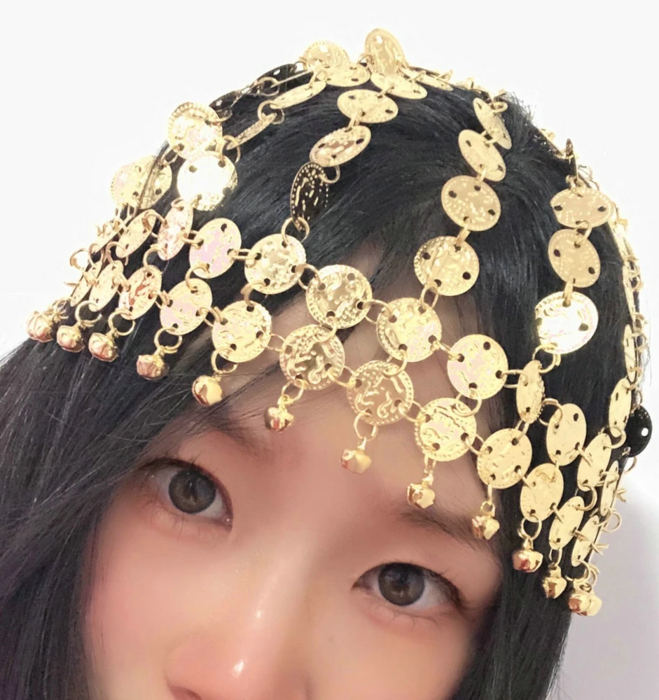 Women Girls Belly Dance Tribal Tiara Headwear Coined Head Cap Hat Costume Head Piece