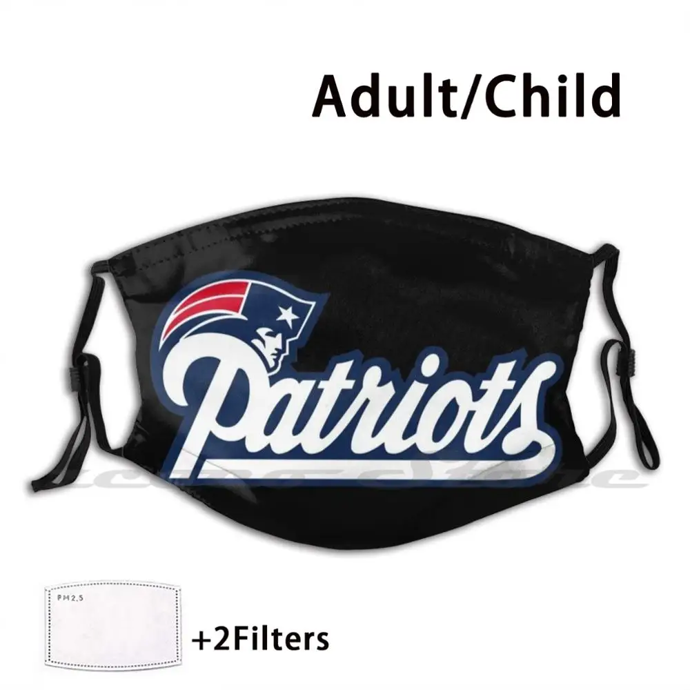 Patriots-nova inglaterra máscara pano lavável diy filtro pm2.5 adulto crianças logotipo