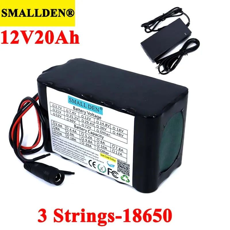 12V 20ah 18650 akumulator litowy 11.1V 20000mAh z płytką drukowaną do lampy przepuklinowej, wzmacniacze, monitorowanie + ładowarka 12.6V 3A