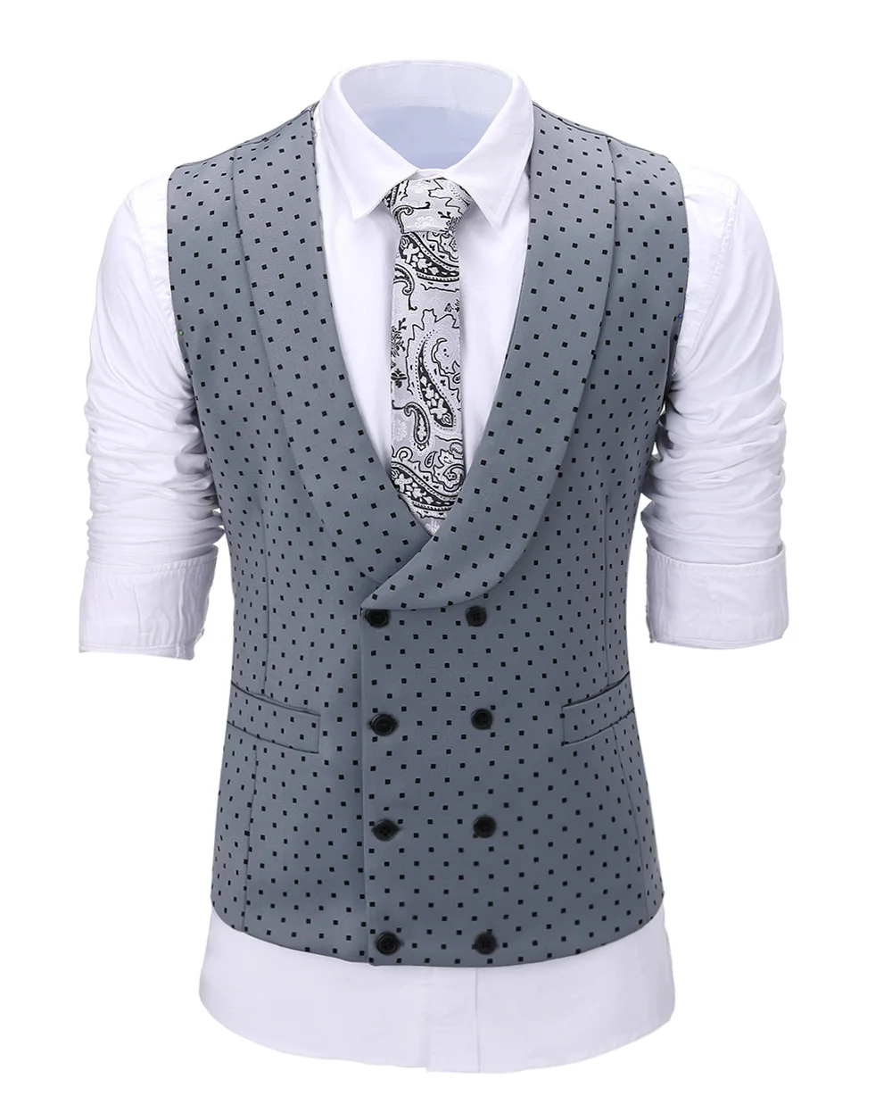 Casual da uomo grigio argento Slim Fit 3 pezzi Prom smoking rosa punto solido bordeaux Business Suit gilet per sposi gilet