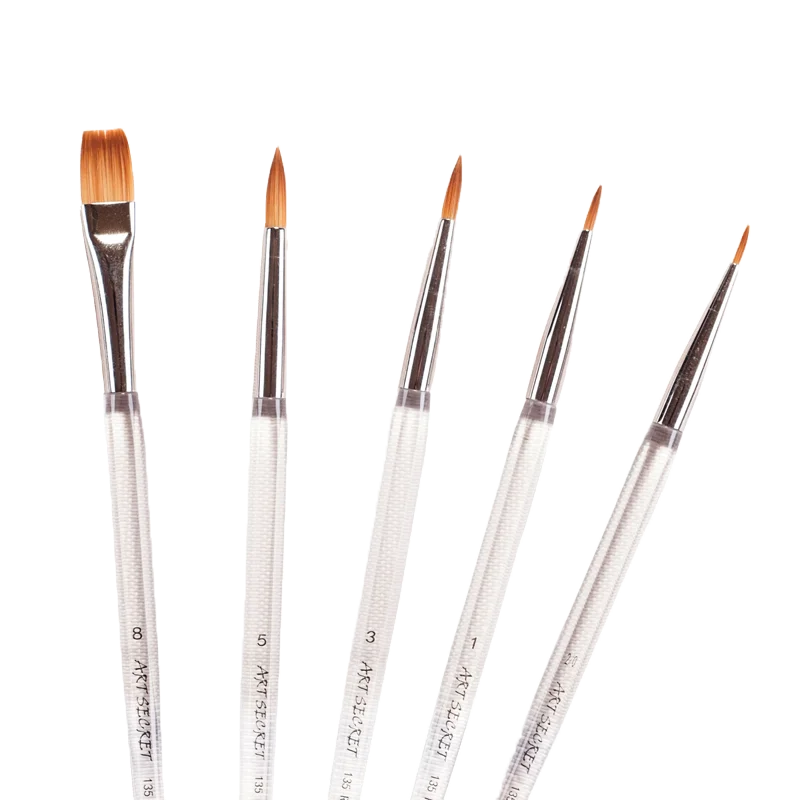 

ArtSecret #135 5/Set Round Shape Watercolor Acrylic Oil Painting Brushes Synthetic Hair Plastic Handle Art Artist Tool Supplies