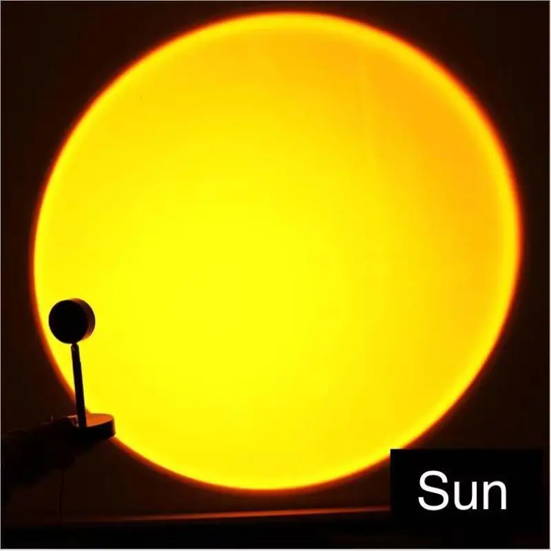 INS USB Sunset Projector LED Night Lamp Sun Projection Desk Light Rainbow Atmosphere Live 5V Sun Never Sets Big Optical Lens