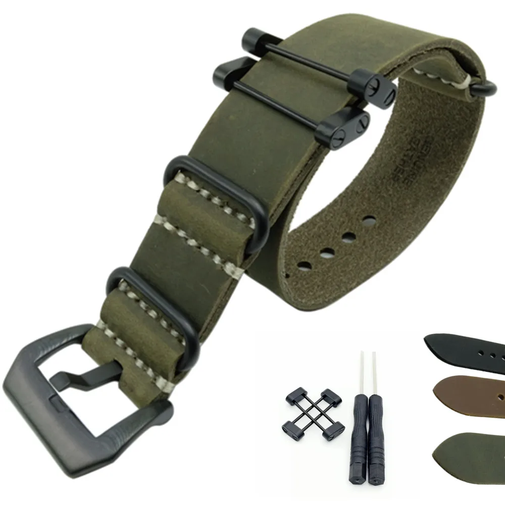 

Crazy Horse Genuine Leather Military Watch Strap Band And Adaptersls For Suunto Core For Suunto TRAVERSE Series And Tool