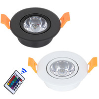 LED Spot Light  Downlight RGB 3W Dimmable DC12V Recessed LED Ceiling Cabinet Showcase Lamp 220V Led Bulb With Remote Control