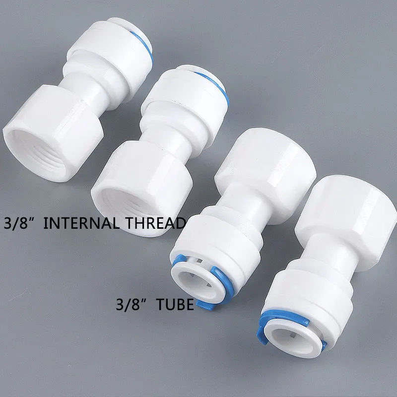 Tubo purificador de agua RO, rosca interna de 3/8 "a 3/8", diámetro de junta de 2566, tubo de plástico recto de 16MM, montaje de conector rápido