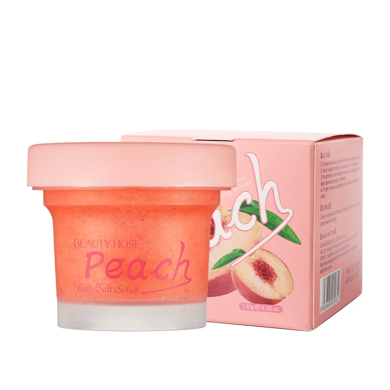 130g Beauty Host Peach Hydrating Exfoliating Bath Salt Scrub Lotion Deep Cleansing Cutin Refine Pores Scrub