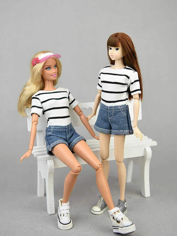 Doll Clothes stripe One Piece Jeans for Barbie for Blyth licca 1/6 Doll BJD accessories Dressing Up clothing Costume Kids gift