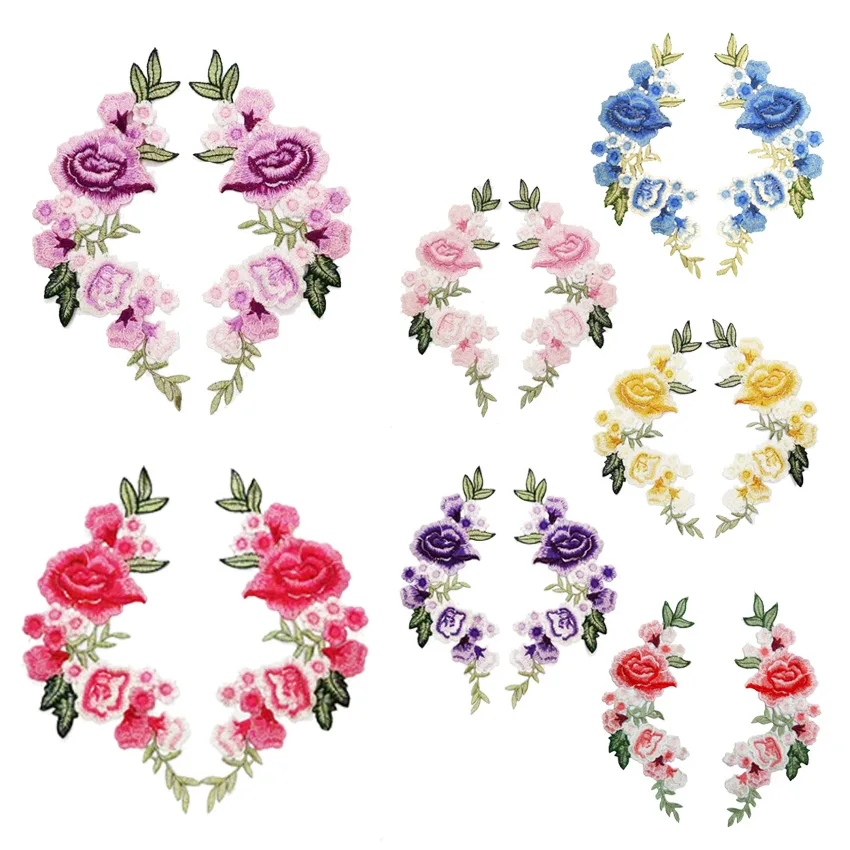 Water Soluble Color Flower Symmetrical Embroidery Applique Soft Flower Patch Sewing Clothes Decorative Fabric Sticker