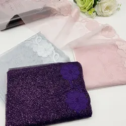 3y/lot Width 19cm Pink Metallic Embroidery Lace Trim For Skirt Hem Clothes Sewing Material DIY Apparel Dress Fabrics Lace BJD